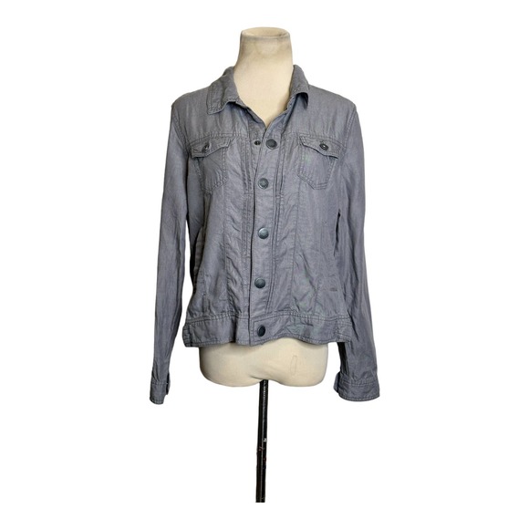 Tahari gray long sleeves snap buttoned lightweight jacket size M - Picture 9 of 9